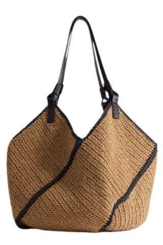 Reiss Farrah Woven Diagonal Seam Tote Bag