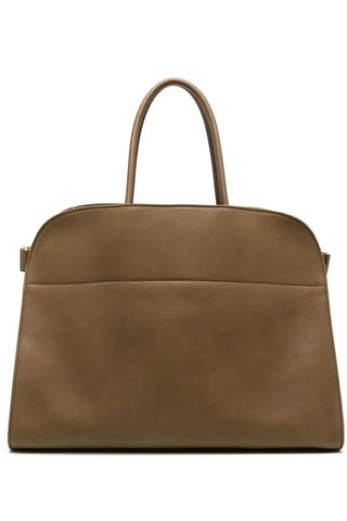 The Row Green Margaux 17 Leather Tote Bag